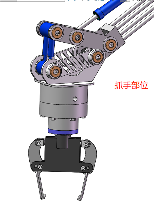 描述:本下载图纸为气动机械手臂三维设计模型,由底座,气动杆,液压缸