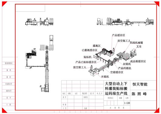 (10.8元)大型自动上下料灌装贴标搬运码垛生产线