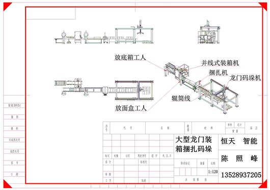 (10.8元)大型龙门装箱捆扎码垛输送线