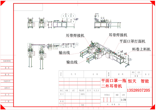 (8元)平面口罩生产线一拖二外耳带机