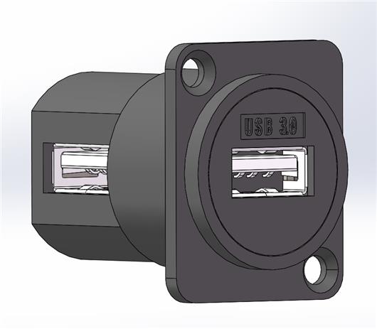 科诺恩直角D型USB3.0模块插座86面板多媒体机柜地面插双通接口LC-USB-BL