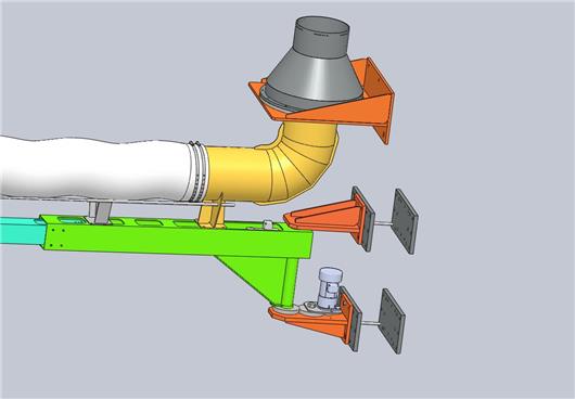 柴油机用可旋转伸缩排烟管支撑臂通经DN400三维模型