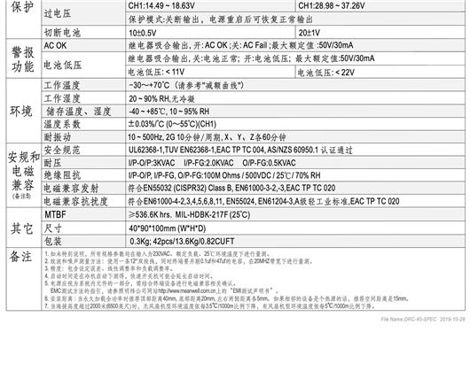 DRC-40A40B_MEAN_WELL明纬开关电源安防DIN型具UPS功能40W双组输出