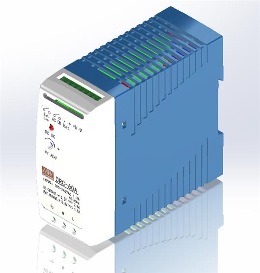 DRC-60A60B_MEAN_WELL明纬开关电源安防DIN型具UPS功能60W双组输出